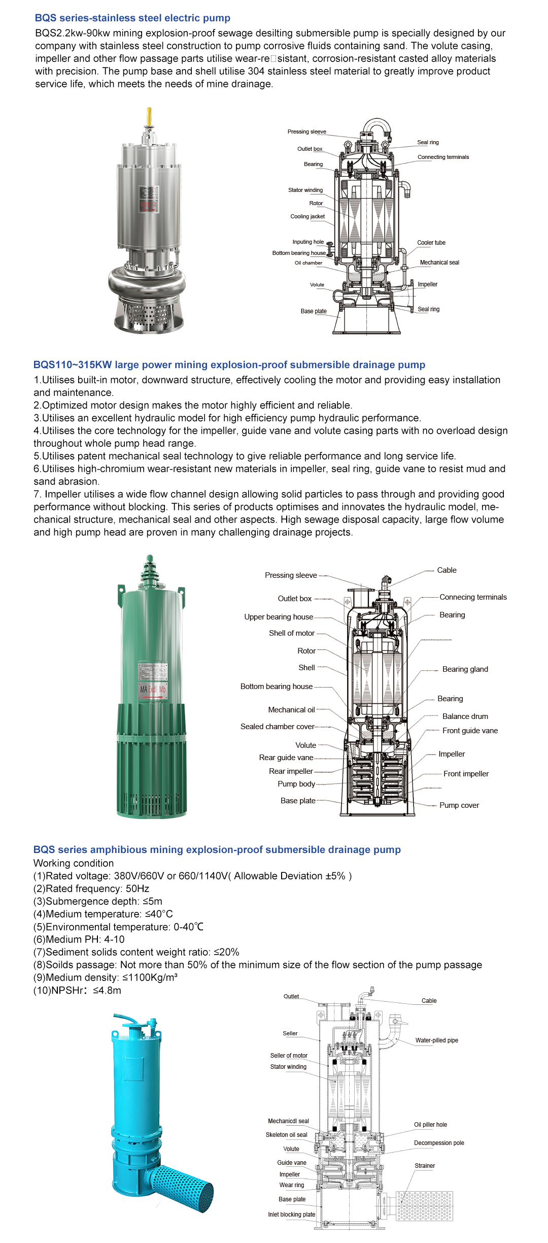 BQS Series Mining Explosion-Proof Submersible Drainage Pump